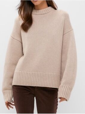 Cashmere Wool Crewneck Genevieve Sweater in Color Sandstone Tuckernuck